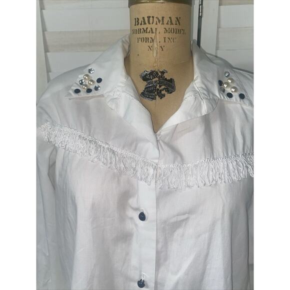 VTG 80s Jeans Wear Western Rodeo Button Up Shirt Top Women’s Cowgirl USA Large - Picture 2 of 8